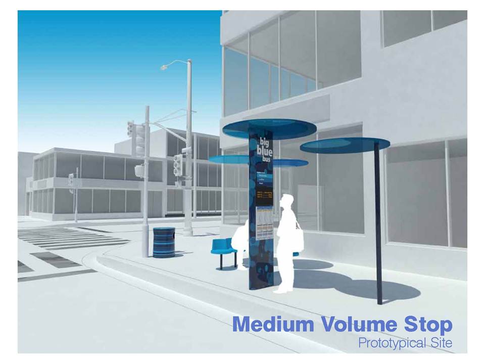 Rendering of a Medium-Volume Blue Spot bus shelter